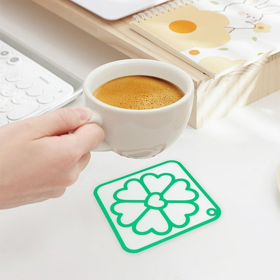 Cadorn 1 PC Heat-Proof Table Mat and Coaster Set, Green Heatproof Non-Slip Dining Pad for Kitchen Countertop Protection, Durable Placemat for Home Party Supplies