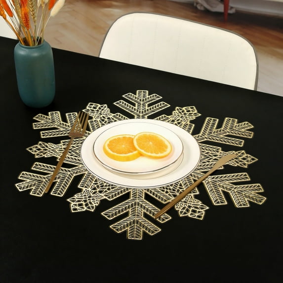 Cadorn 1 PC Snowflake Placemat, Heat-Resistant Non-Slip Table Mat with Cutout Design for Christmas Dining Table Decor, Holiday Party Supplies, Xmas Festive Dinnerware Accessories