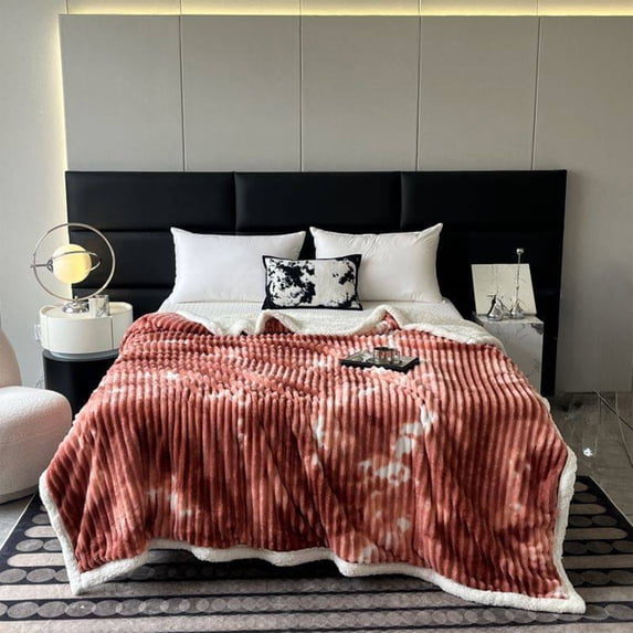 Cadorn 1 PCS 59x39 Inch Sherpa Fleece Blanket, Double-Layered Thick Red Plush Throw, Soft Cozy Warm Bedding for Winter, Home Decor, Couch, Sofa, Bed