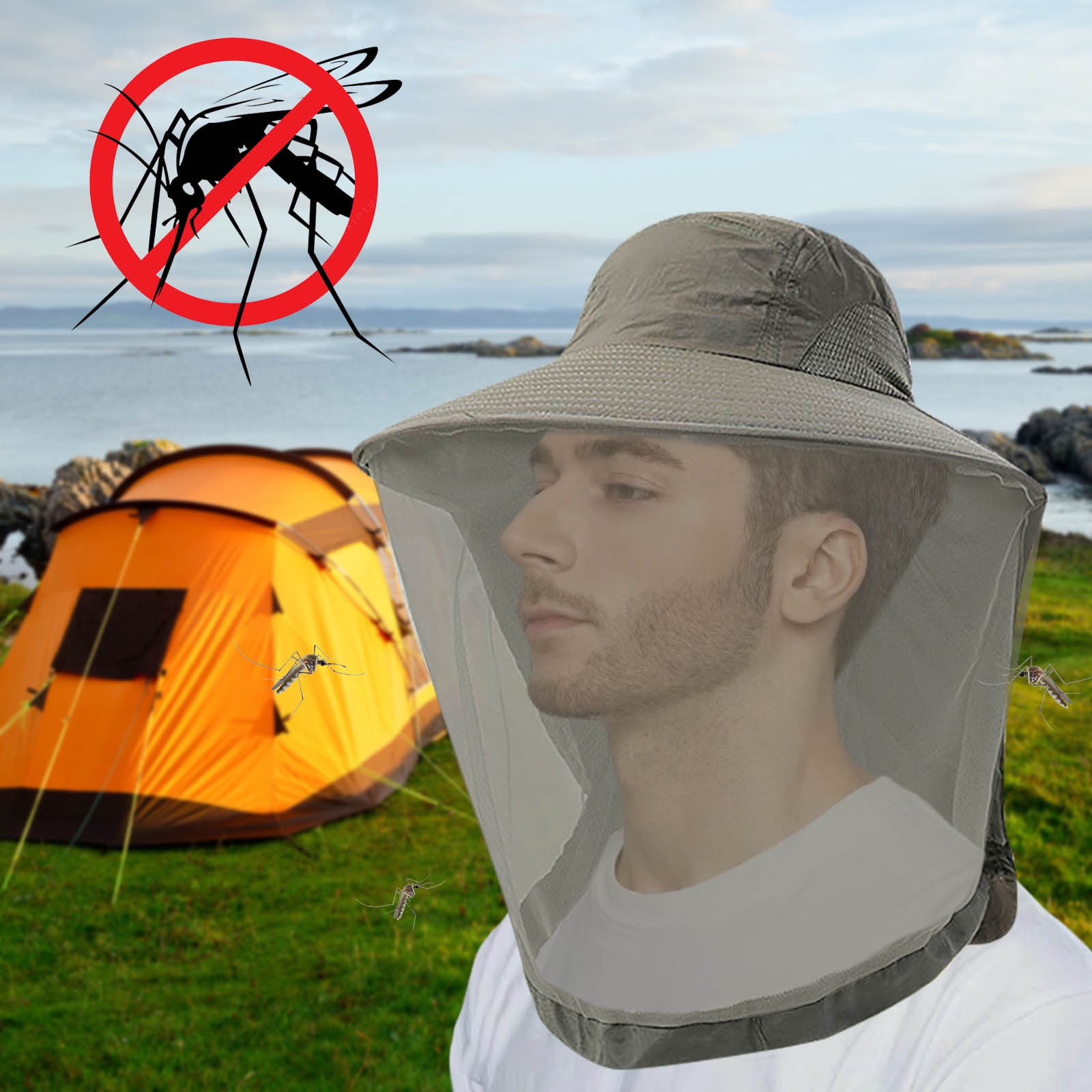 Cadorn 1 PCS Bee Veil Hat GL017 Army Green, Mosquito Proof Protective Head Net with Wide Brim for Outdoor Gardening Beekeeping Camping Activities