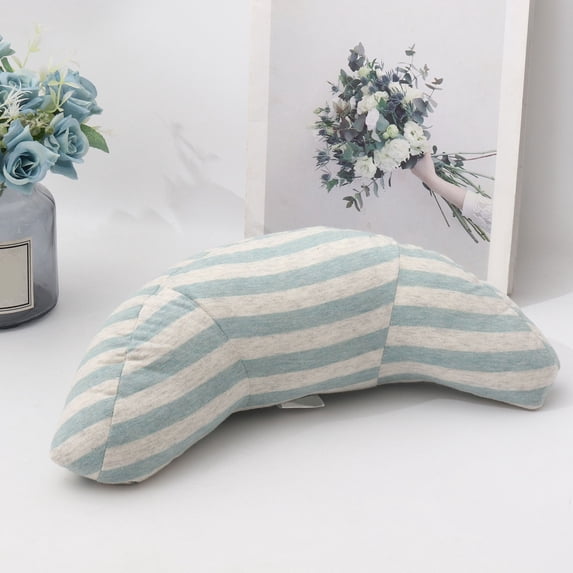 Cadorn 1 PCS Striped Green Neck Pillow, Soft Travel Pillow for Adults, Home Decor Cushion with Striped Design, Comfortable Airplane Travel Accessories for Office Nap, Long Flights, Car Rides