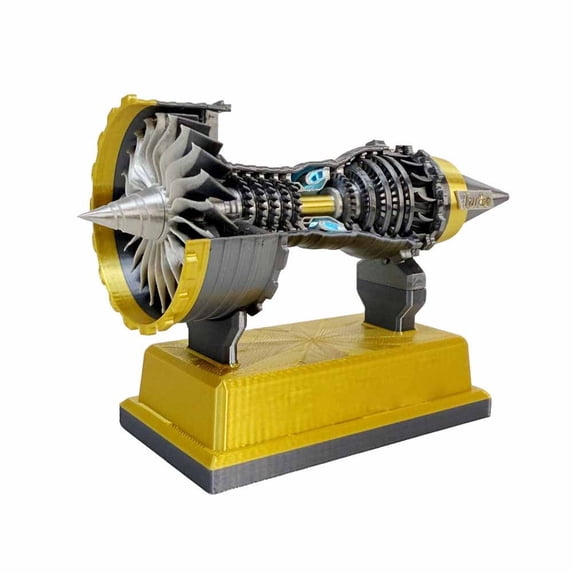 Cadorn 1 PCS TR900 Turbofan Engine Model Display, Yellow Miniature Aircraft Collectible for Aviation Enthusiasts, Desktop Decoration for Home Office Industrial Decor