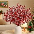 thumbnail image 1 of Cadorn 12 Pieces Artificial Holly Berry Stems 9" Christmas Berry Picks Sprays Snowy Fake Red Berries for Christmas Tree Branches Fillers Ornaments Valentine DIY Crafts Wedding Home Party Winter Decor, 1 of 8
