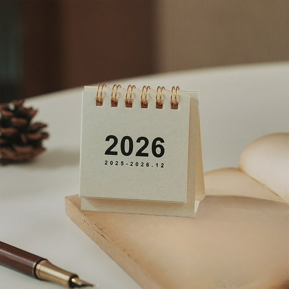 Cadorn 15-Month Mini Desk Calendar, White Paper Organizer for 2025-2026 Home Office Planning Schedule, Compact Wall Calendar with Monthly Layout from October 2025 to December 2026