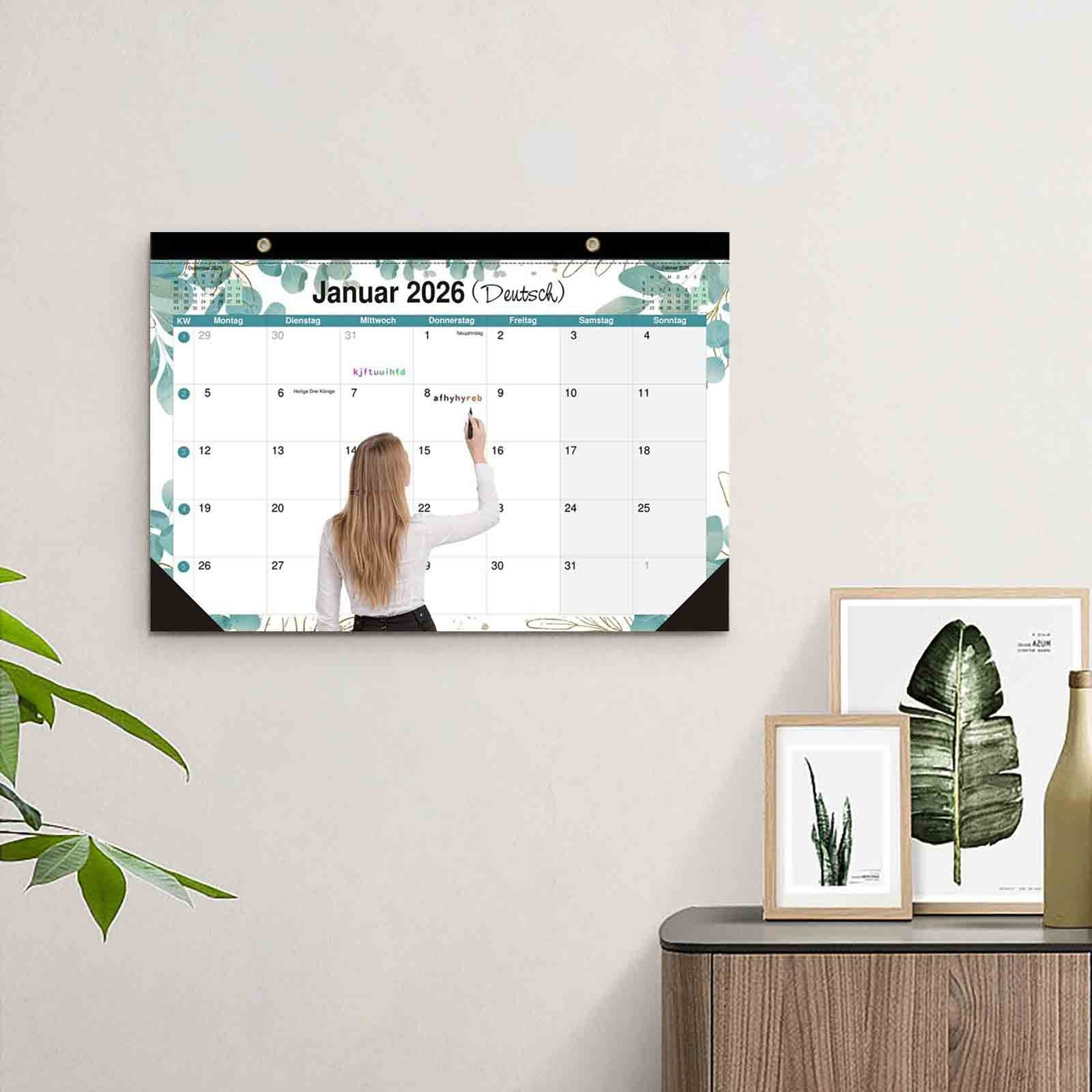 Cadorn 18-Month Wall Calendar Jan 2026 - Jun 2027, Spiral Binding with Hanging Hook, Monthly Weekly Planner for Home Office Organization