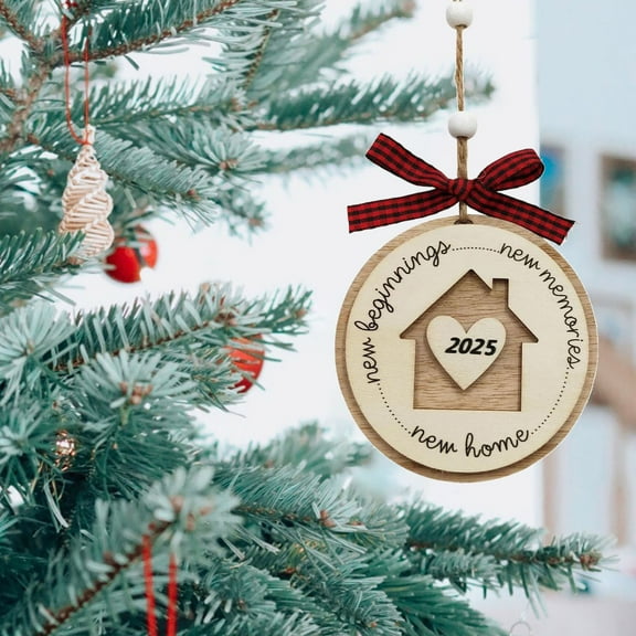 Cadorn 1PC Wooden Christmas Pendant Christmas Ornaments House Decorations Pendant Tree Decoration Xmas Home Kids Toys Gift