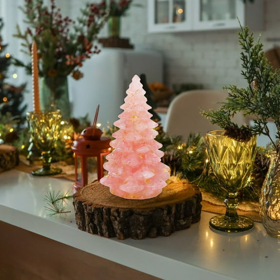 Cadorn 1PCS Crystal Christmas Tree Pink,Glittering Festive Decoration,Shimmering Xmas Centerpiece for Holiday Decor,Winter Party Supplies