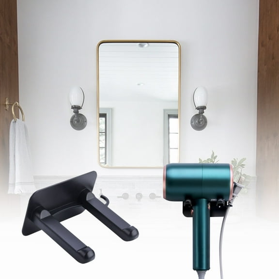 Cadorn 1PCS No Drill Hair Dryer Holder, Adjustable Wall Mounted Organizer with Storage Bracket, Multi-Functional Bathroom Accessory for Shower Vanity Home Use