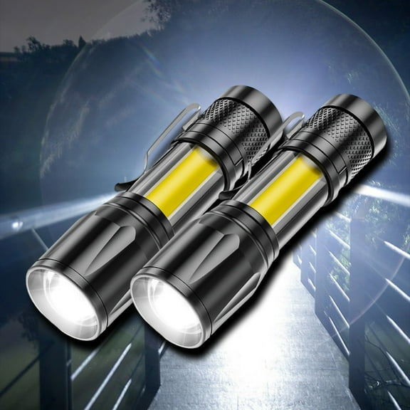 Cadorn 2 - Pack Rechargeable Zoomable LED Flashlights - 1000 Lumens, 4 Modes, IPX6 Waterproof, Portable with Pen Clip