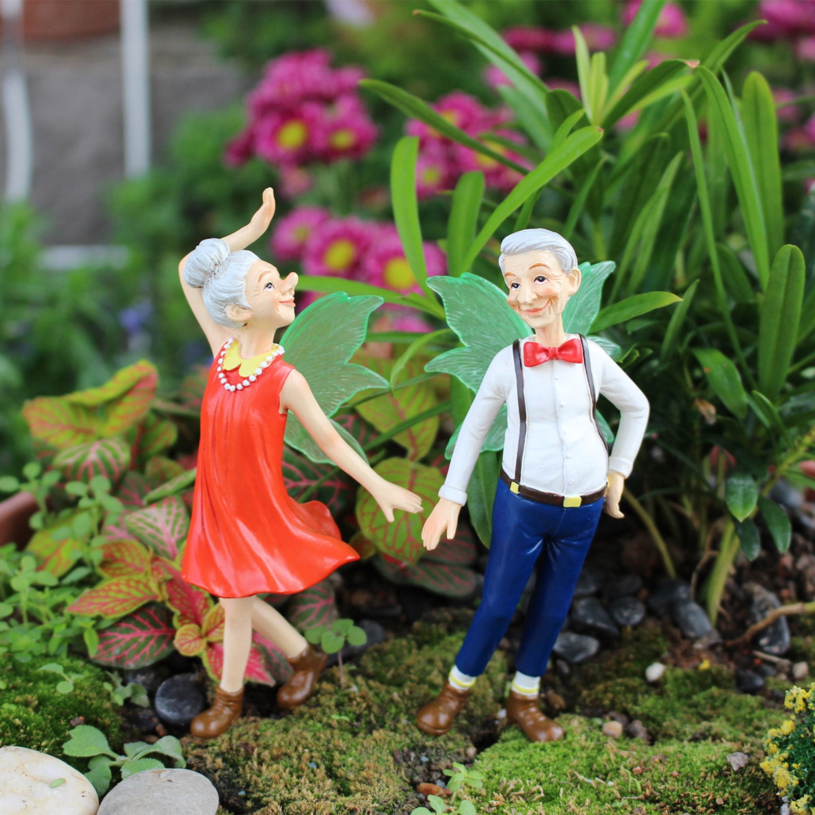 Cadorn 2 - Piece Elderly Fairy Garden Decor Set, Flower Pot Ornaments ...