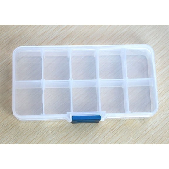 Cadorn 2PC Transparent 10-Grid Storage Case Box – Versatile Container for Pills, Jewelry, Nail Art Tips & Small Items