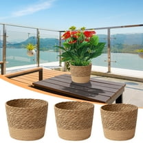 Cadorn 3 - Piece Woven Grass Planter Set (S/M/L), Outdoor/Indoor Plant Pots for Yard, Garden, or Home Decor