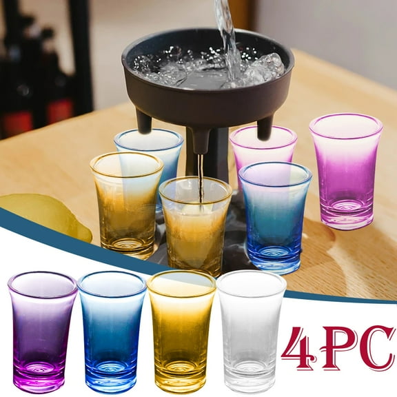 Cadorn 4PCS Acrylic Cup Set (Clear + Blue + Purple + Yellow), Colorful Drinking Glasses for Home, Party, Bar