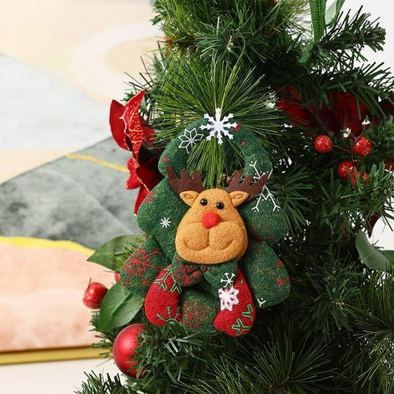 Cadorn 6 PCS Christmas Tree Fabric Hanging Ornaments, Santa Claus Snowman Figurines, Xmas Holiday Party Decorations for Christmas Decor