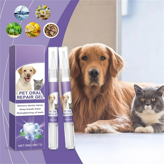 Cadorn 6ml Pet Oral Repair Gel (3ml×2), Dental Care for Cats & Dogs, Mouth Ulcer Relief & Breath Freshener