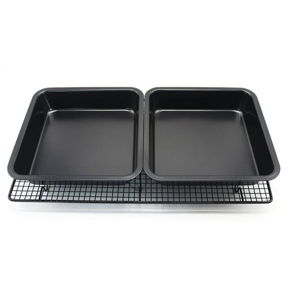 Cadorn 8 Inch Mini Cake Pan Set (2 Pans + Cooling Rack) - Non - Stick Bakeware for Baking Cakes, Brownies & Cookies - Durable & Easy to Clean