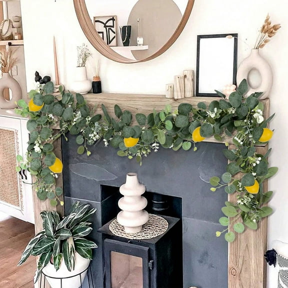 Cadorn Artificial Eucalyptus Leaves Lemon Vine Greenery, Lifelike Faux Hanging Vines for Indoor Outdoor Decor, Durable UV Resistant Greenery for Wall Patio Garden Decoration