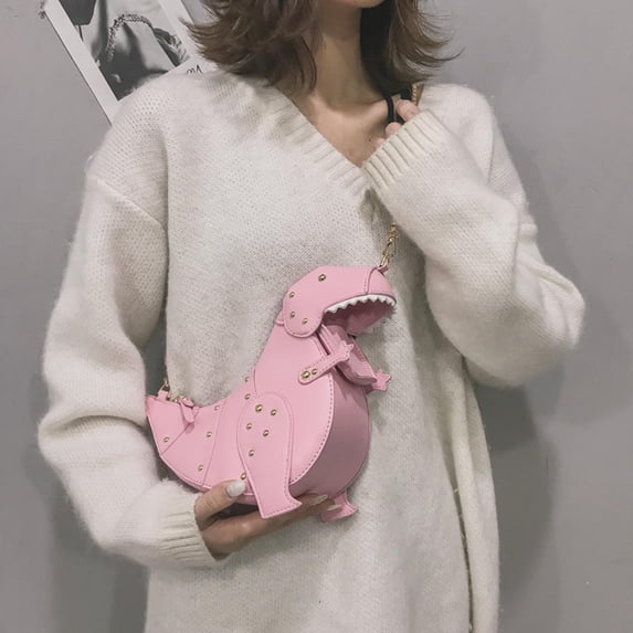 Cadorn Canvas Cartoon Dinosaur Crossbody Bag Cute 3D Animal Print Shoulder Bag for Women Casual Daily Use School Shopping and Outdoor Activities