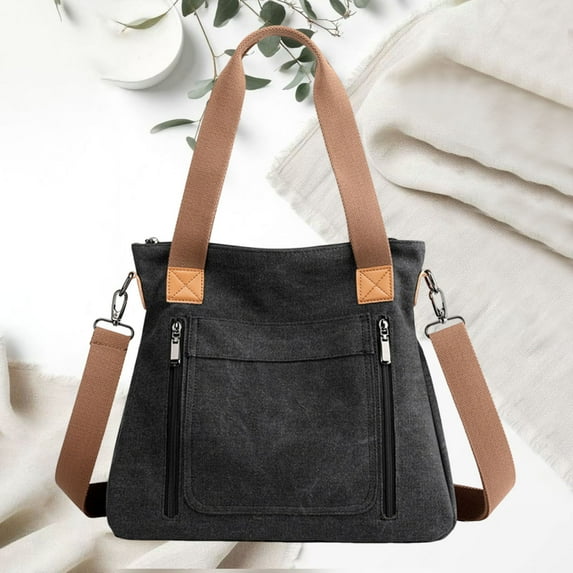 Cadorn Canvas Tote Bag Fashion Casual Lightweight Shoulder Bag for Women, Solid Color Large Capacity Versatile for Everyday Commute Shopping Travel Grocery