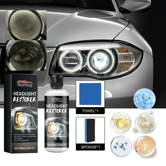 Cadorn Car Headlight Restoration Polish, Headlight Lens Cleaner & Scratch Remover, UV Protection Polishing Liquid for Yellowed, Oxidized Headlights