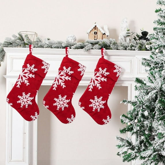 Cadorn Christmas Stockings for Holiday Decorations - Festive Knit Socks with Decorative Patterns, Suitable for Fireplace Mantle, Family Gift Exchange (Set of 3, Red/White/Green)