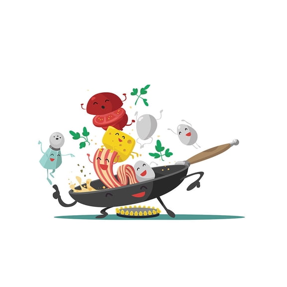 Cadorn "Colorful Animated Kitchen Wall Sticker – Fun Decor for Walls & Windows (30x45cm)"