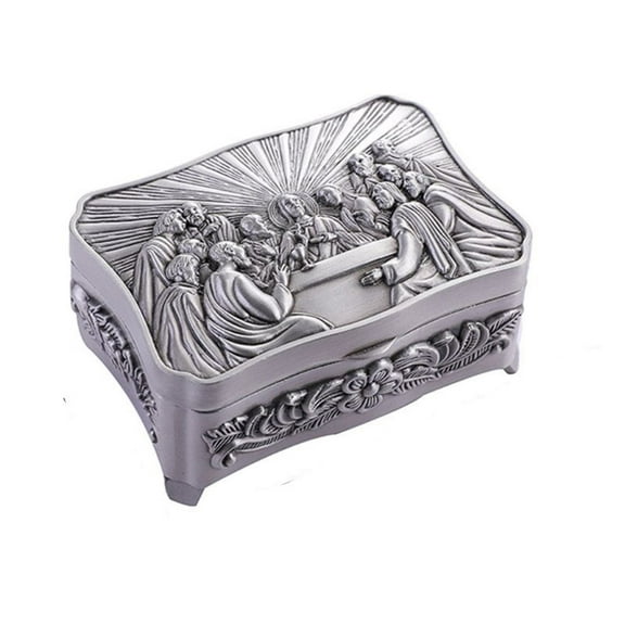 Cadorn Elegantmedical Last Supper Themed Eucharistic Box - Catholic Roman Rosary Case for Necklace Storage