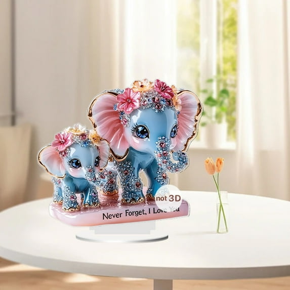 Cadorn Elephant Mother - Child Acrylic Ornament, Festive Home Decor, Sentimental Animal Figurine