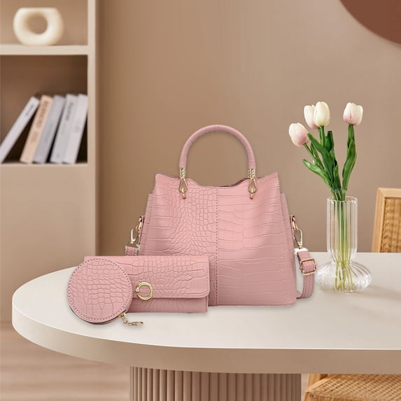 Cadorn Embossed Tote and Shoulder Bags Women's Multi-Piece Set with Large Capacity for Work Travel Shopping and Daily Use