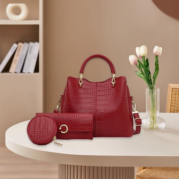 Cadorn Embossed Tote and Shoulder Bags Women's Multi-Piece Set with Large Capacity for Work Travel Shopping and Daily Use