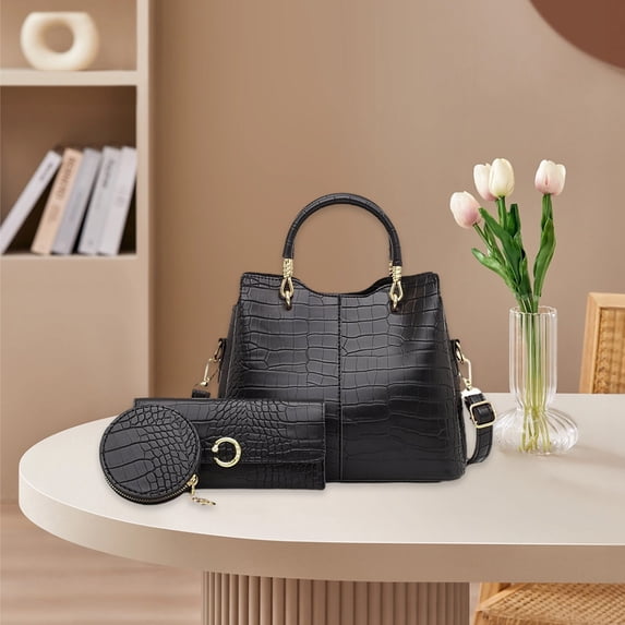 Cadorn Embossed Tote and Shoulder Bags Women's Multi-Piece Set with Large Capacity for Work Travel Shopping and Daily Use
