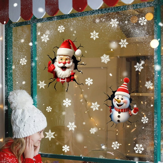 Cadorn Festive Decor Co. Christmas Wall Decals - Removable and Reusable Holiday Stickers for Windows, Doors, Home Holiday Party, Xmas Tree, Fireplace (10 Sheets)