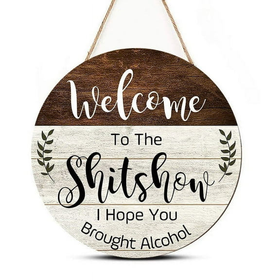 Cadorn Funny Wooden Wall Hanging Sign - “Welcome To The Shitshow” Decor for Home, Unique Humorous Decor for Entryway/Kitchen/Bar