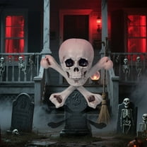 Cadorn Gothic Cross Skull Figurine - Halloween Home Decor, Dark Theme Tabletop Display for Indoor Decoration