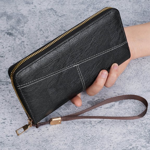 Cadorn Leather Wallet for Men Fashion Casual Long Design with Multiple Card Slots and Zipper Closure, Versatile Commuting for Daily Use, Business and Travel