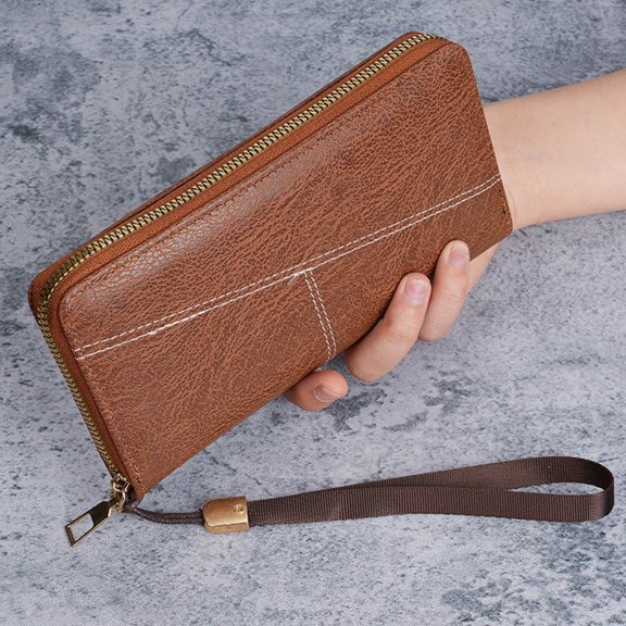 Cadorn Leather Wallet for Men Fashion Casual Long Design with Multiple Card Slots and Zipper Closure, Versatile Commuting for Daily Use, Business and Travel