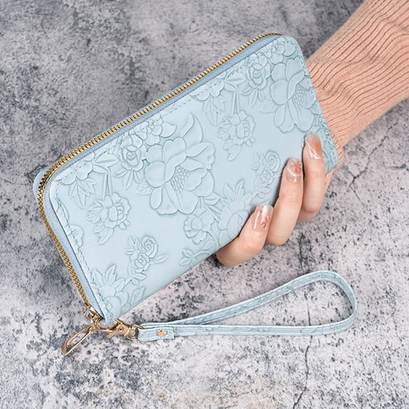 Cadorn Long Wallet with Wristlet - Women's Multi-functional Zipper Coin Purse with Multiple Card Slots and Printed Design for Daily Use, Travel, Shopping