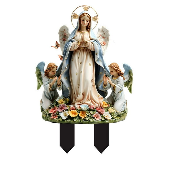 Cadorn Mother's Day Elegant Mother - Figure Garden Decoration - Acrylic Outdoor Statue with Angels, Flower - Adorned Floor Insertion, 30X19.7cm