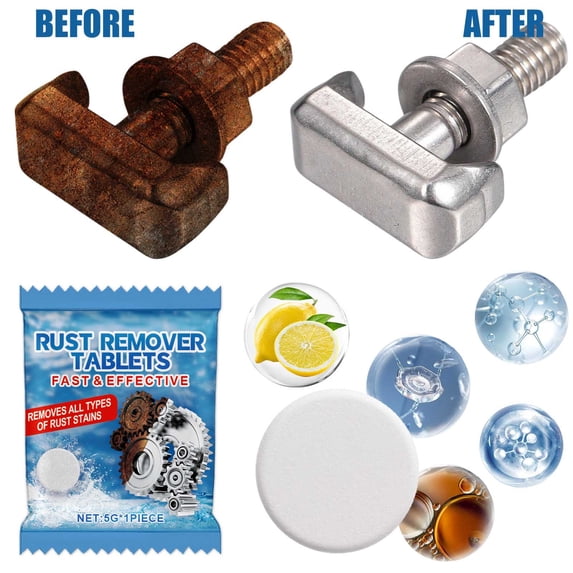 Cadorn Multi - Purpose Rust Remover Cleaning Tablets, Effervescent Rust Removal for Metal, Cookware, Tools