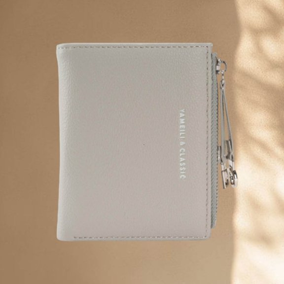 Cadorn PU Leather Card Holder Women's Fashion Short Wallet with Zip Pocket Casual Simple Style for Work Travel Shopping Grocery Essentials