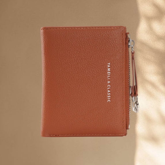 Cadorn PU Leather Card Holder Women's Fashion Short Wallet with Zip Pocket Casual Simple Style for Work Travel Shopping Grocery Essentials