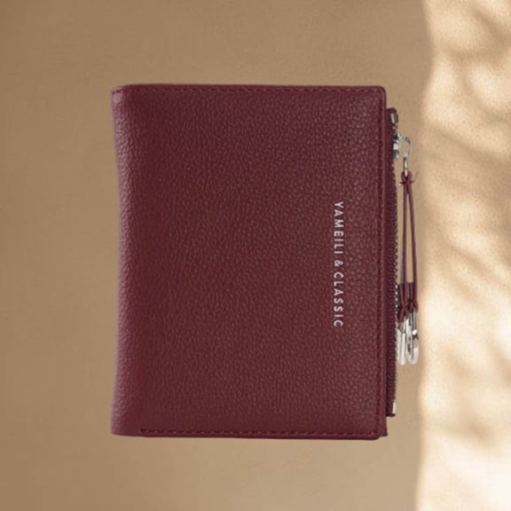 Cadorn PU Leather Card Holder Women's Fashion Short Wallet with Zip Pocket Casual Simple Style for Work Travel Shopping Grocery Essentials