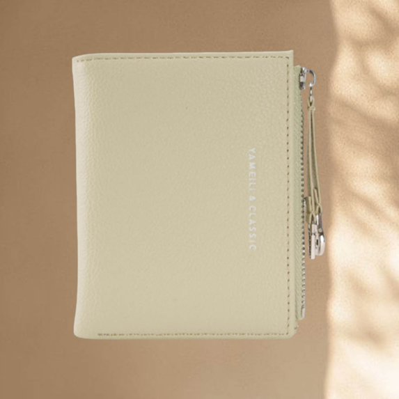 Cadorn PU Leather Card Holder Women's Fashion Short Wallet with Zip Pocket Casual Simple Style for Work Travel Shopping Grocery Essentials