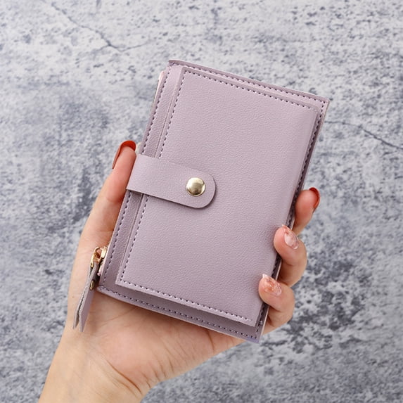 Cadorn PU Leather Compact Wallet Women's Short Multi-Functional Zipper with Multiple Card Slots Snap Closure Coin Purse for Everyday Use Travel Shopping and Business