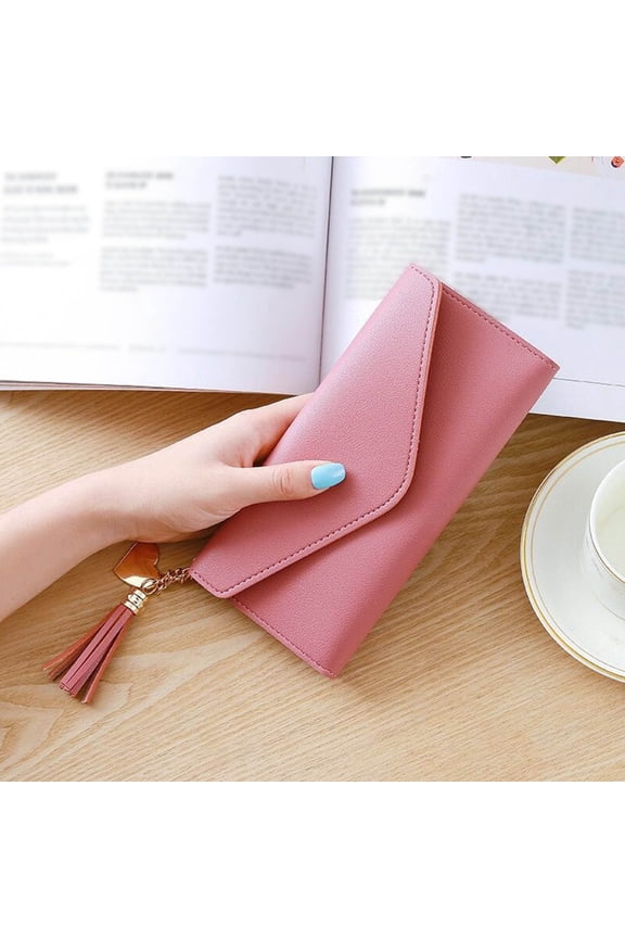 PU Leather Long Women's Wallet with Pendant Detachable Chain Multi-functional Zipper Closure Multiple Card Slots Coin Purse Clutch for Daily Use Travel and Shopping