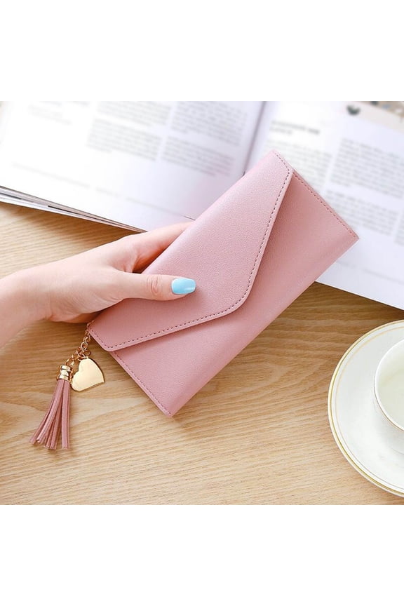PU Leather Long Women's Wallet with Pendant Detachable Chain Multi-functional Zipper Closure Multiple Card Slots Coin Purse Clutch for Daily Use Travel and Shopping