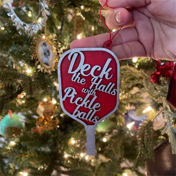 Cadorn Pickleball Christmas Ornament - “Deck the Halls with Pickle Balls” - Unique Gift for Pickleball Enthusiasts