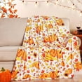 thumbnail image 1 of Cadorn Pumpkin Sunflower Printed Throw Blanket - Cozy Autumn Fall Home Decor Lightweight Travel Nap Quilt for Indoor Outdoor Use, 1 of 8