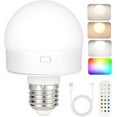 thumbnail image 1 of Cadorn RGB Rechargeable LED Ambient Light Bulb with Dimming, Remote & Button Control, Magnetic Attachment, 1 of 9