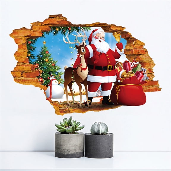 Cadorn Removable Merry Christmas Wall Sticker - Festive Mural Decor for Household Rooms (Red, 6055cm)